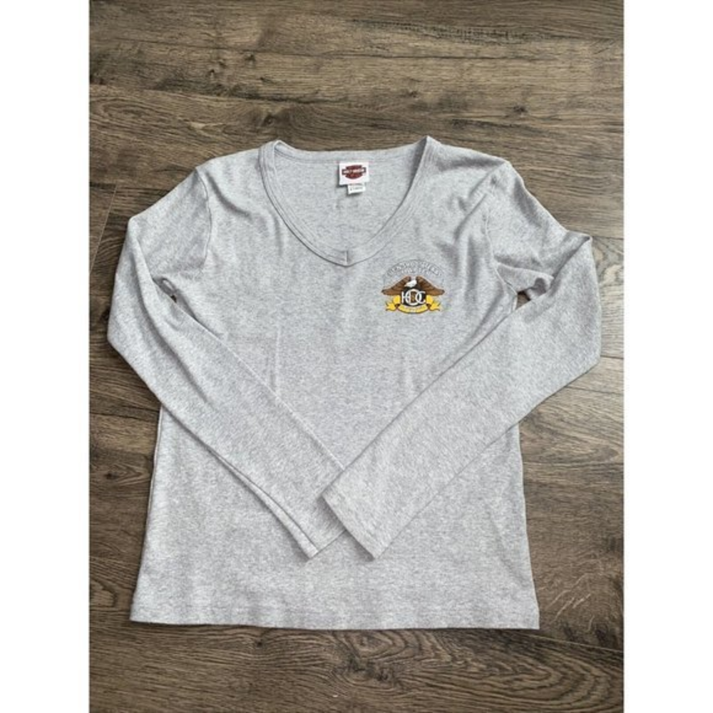 Womens harley davidson group long sleeve v‎ neck shirt Cut-N-Shoot Texas size XL